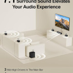 ULTIMEA 7.1ch Soundbar with Wireless Subwoofer, Virtual Surround Sound System for TV, App Control, 410W Peak Power, Sound bar for TV, 4 Wired Surround